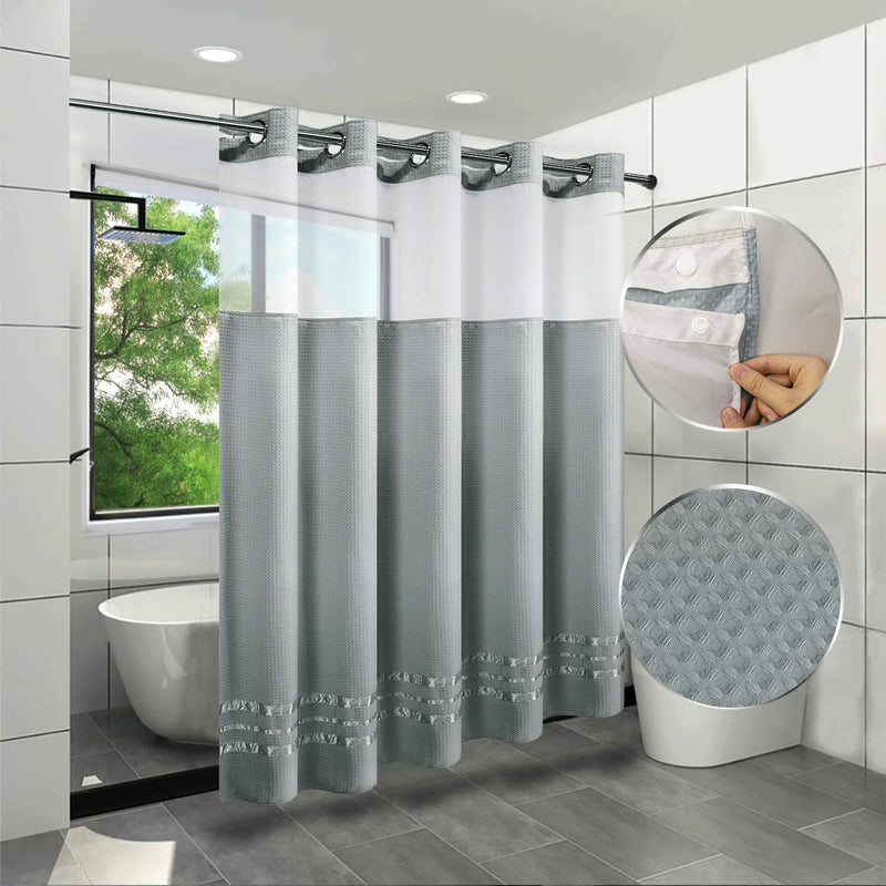 ARICHOMY【2023 Upgraded】 Shower Curtain Set Waffle Weave Curtain Fabric Shower Curtain Set 250GSM Hookless Removeable Liner, Machine Washable 71By 74Inch, White Sporting Goods > Outdoor Recreation > Fishing > Fishing Rods ARICHOMY Light Grey 71*74 inch 