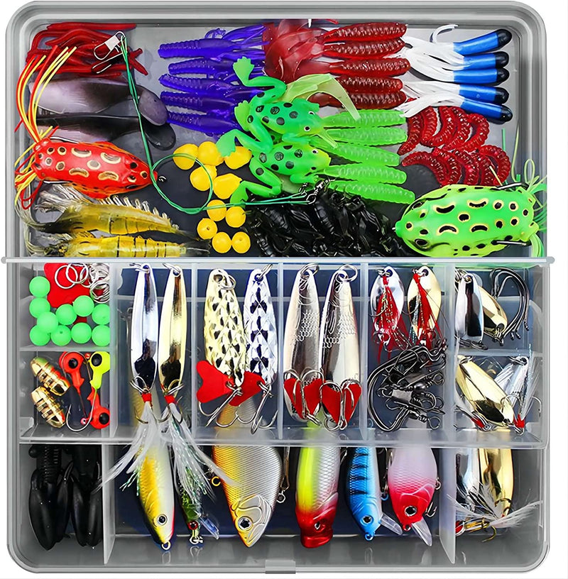 TCMBY 327PCS Fishing Lure Tackle Baits Kit for Freshwater Fishing Tackle Box  with Tackle Included Crankbaits, Soft Worm, Spinnerbaits, Spoon, Topwater  Lures, Hook, Jigs for Bass Fishing.