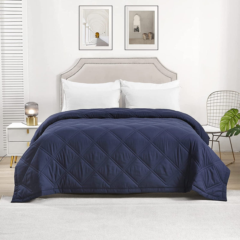 COMFLIVE Quilted Blanket with Satin Trim, down Alternative Blanket, Microfiber Lightweight Comforter, Squared Fashion Designs, 3M Moisture Absorption and Removal Treatment (Green, Full/Queen) Home & Garden > Linens & Bedding > Bedding > Quilts & Comforters COMFLIVE Double Quilted-navy Twin 