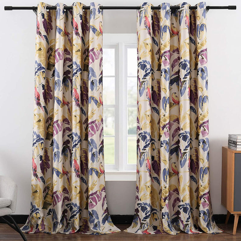 Leeva Blackout Curtains for Bedroom, Vivid Leaves Print Thermal Insulated Window Treatment Room Darkening Curtain Drapes for Living Room Studio, 2 Panels, 52X96, Green Home & Garden > Decor > Window Treatments > Curtains & Drapes Leeva A6 52x84 