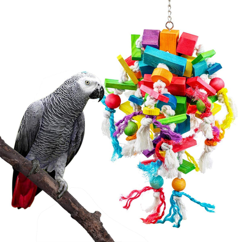 AK KYC Large Bird Parrot Toys, Multicolored Natural Wooden Blocks Bird Parrot Tearing Toys Suitable for Macaws Cockatoos,African Grey and a Variety of Parrots Animals & Pet Supplies > Pet Supplies > Bird Supplies > Bird Toys AK KYC A  