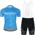 MOXILYN Men'S Cycling Jersey Bike Clothing Set Full Zipper Breathable Quick-Dry Shirt + Cycling Bibs with 20D Padded