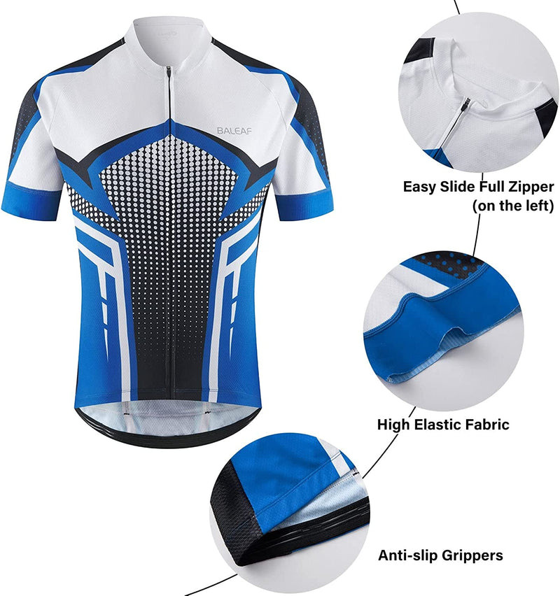 BALEAF Men'S Cycling Jersey Short Sleeve Bike Shirts 4 Pockets Road Biking Tops Full Zip Clothing MTB Breathable UPF 50+ Sporting Goods > Outdoor Recreation > Cycling > Cycling Apparel & Accessories BALEAF   