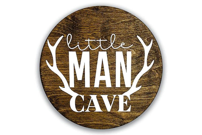 Little Man Cave, 12" Wood Wall Sign for Nursery, Bedroom, Living Room, Rustic Home Decor, Crib Decorations, Woodland Aesthetic, Gift for Newborn Boys, New Mom, Handmade, Hickory Hollow Designs