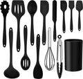 LIANYU 14 Pcs Cooking Utensils Set with Holder, Silicone Kitchen Cookware Utensils Set, Heat Resistant Cooking Gadget Tools Includes Spatula Spoon Turner Whisk Tong, Dishwasher Safe, Colorful