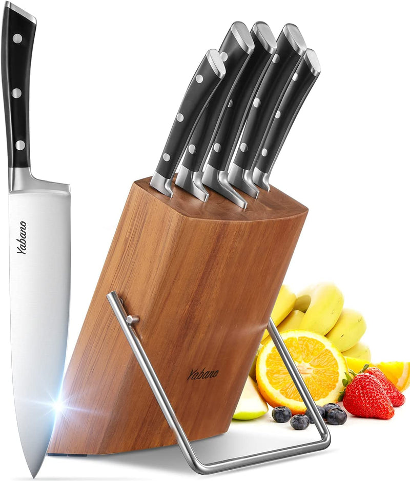 Kitchen Knife Set, 6-Piece Small Knife Set with Wooden Block, Super Sharp, High Carbon Stainless Steel Cutlery Knife Block Set