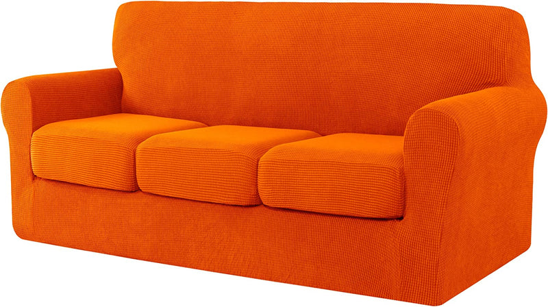 Ouka Slipcover with 3-Piece Separate Cushion Cover, High Stretch Couch Cover, Soft Protector for Sofa with Separate Cushions(Large,Ivory White) Home & Garden > Decor > Chair & Sofa Cushions Ouka Orange Large 
