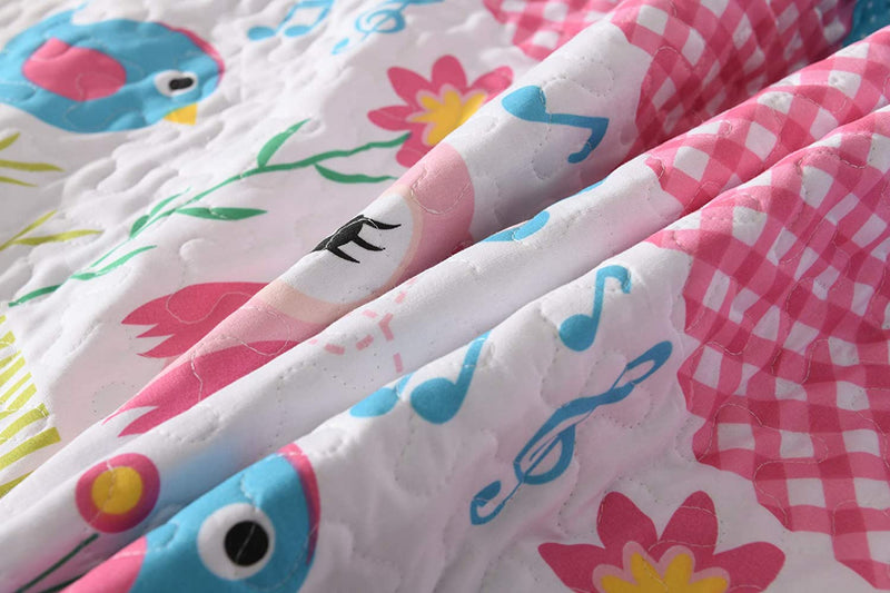 Marcielo 2 Piece Kids Bedspread Quilts Set Throw Blanket for Teens Boys Girls Bed Printed Bedding Coverlet Bird Garden Owl A73 (Twin) Home & Garden > Linens & Bedding > Bedding MarCielo   