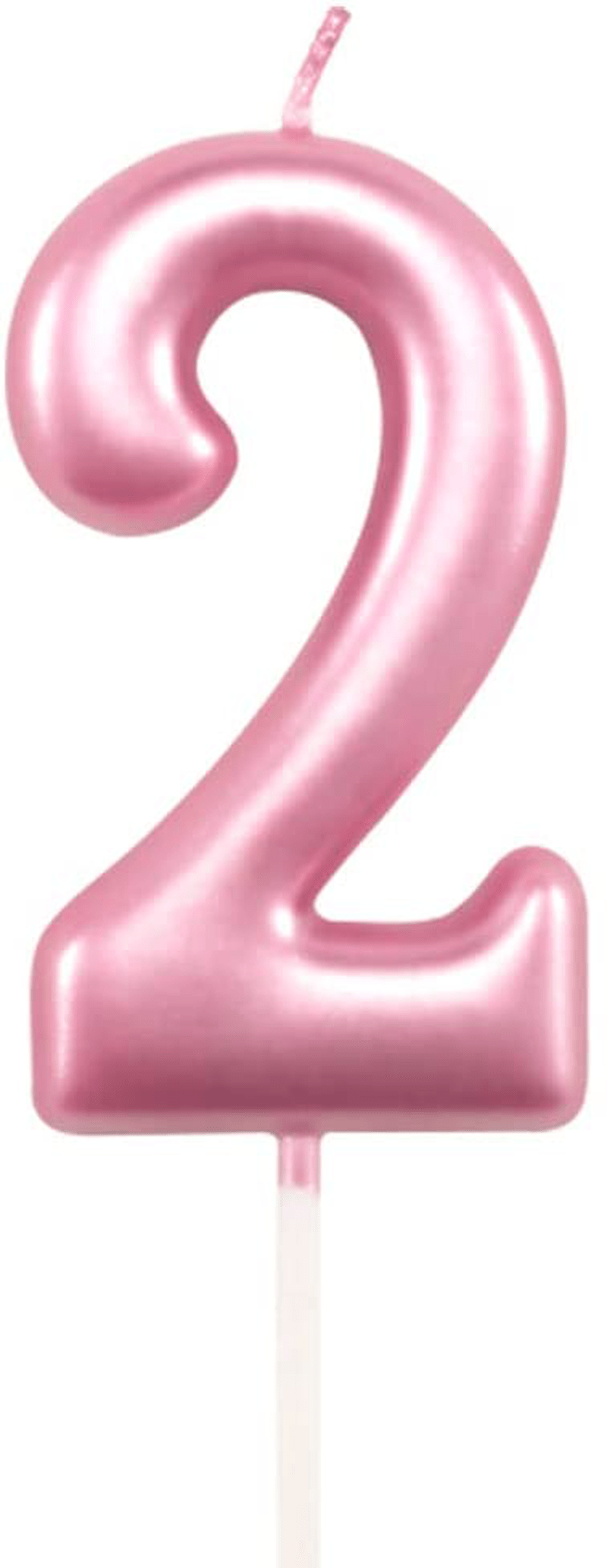 2nd Birthday Candle Two Years Pink Happy Birthday Number 2 Candles for Cake Topper Decoration for Party Kids Adults Numeral 20 23 12 26 29 21 27 62 25 Home & Garden > Decor > Home Fragrances > Candles XNOVA Number 2  