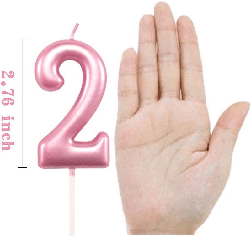2nd Birthday Candle Two Years Pink Happy Birthday Number 2 Candles for Cake Topper Decoration for Party Kids Adults Numeral 20 23 12 26 29 21 27 62 25 Home & Garden > Decor > Home Fragrances > Candles XNOVA   