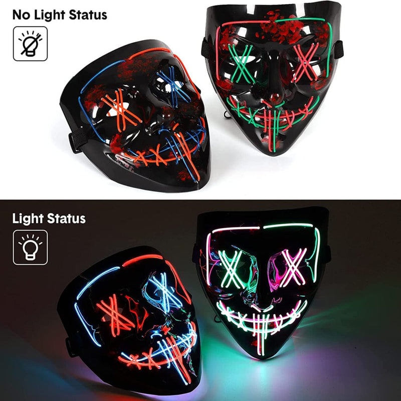 2PACK Halloween Purge Mask, Halloween Scary Mask, Halloween LED Light up Mask with 3 Light Modes for Festival Party(Bluered+Greenpink) Apparel & Accessories > Costumes & Accessories > Masks Wpond   