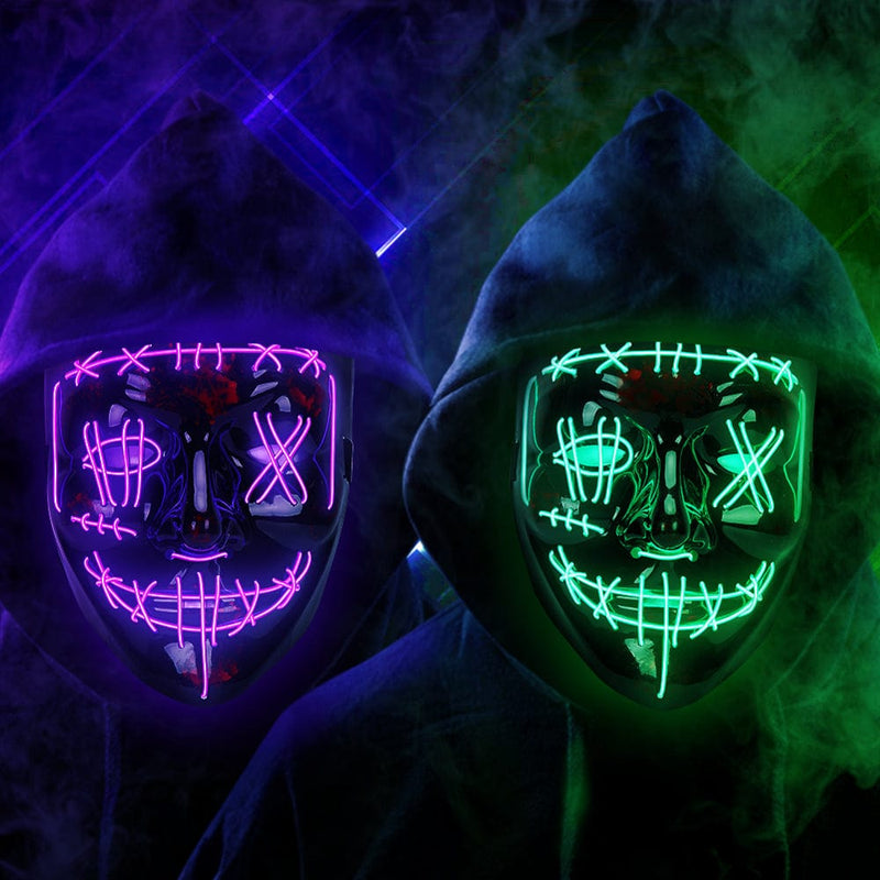 2PACK Halloween Scary Mask, EL Wire LED Mask with 3 Lighting Modes, Light up Scary Mask for Halloween Cosplay, Costume and Party Supplies Apparel & Accessories > Costumes & Accessories > Masks Wpond   