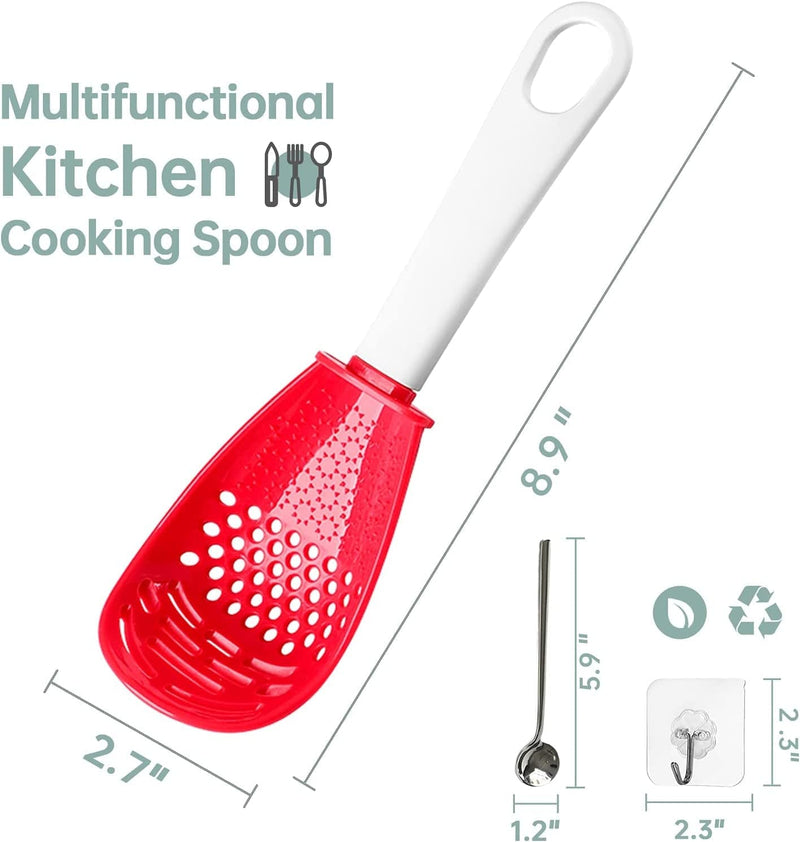 2Pack Multifunctional Kitchen Cooking Spoon, All in One Slotted Spoon for Cooking Strainer Spoon, Garlic Press Grinder Kitchen Spoons for Draining Mashing Home & Garden > Kitchen & Dining > Kitchen Tools & Utensils KUCEMO   