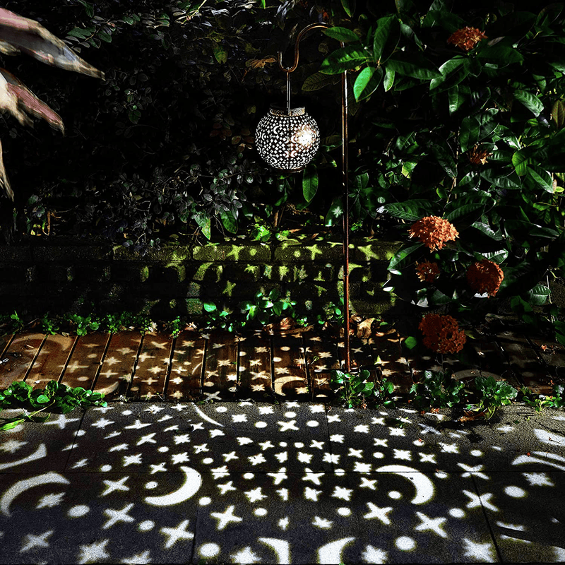 2Pack Solar Garden Lanterns Outdoor Hanging Lights Decorative Metal Moon Star Sun Table Lamps for Patio, Yard, Table, Pathway Decoration Waterproof (Bronze) Home & Garden > Lighting > Lamps Go2garden   