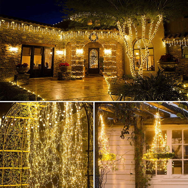 2Pack Solar String Lights Outdoor,256 LEDs 84Ft Total Large Lamp Beads Solar Lights Outdoor Waterproof Copper Wire 8 Modes Fairy Lights for Garden Party Wedding Yard Home Patio Decoration Home & Garden > Lighting > Lamps Hatstart   