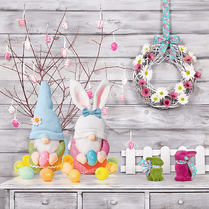 2Packs Easter Gnomes with LED Easter Eggs String Lights, Glowing Easter Decorations Gnome Dolls Easter Bunny Plush Doll Ornaments Rabbit Easter Gift Easter Decorations for the Home Home & Garden > Decor > Seasonal & Holiday Decorations BOMIER   