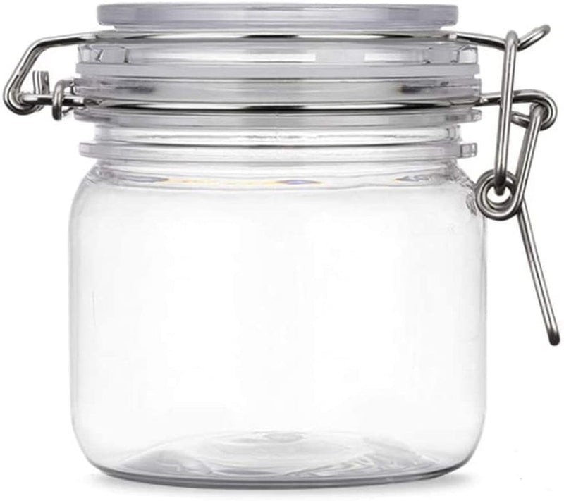 2Pcs 10 Oz/300Ml Clear round Plastic Home Kitchen Storage Sealed Jar Bottles with Leak Proof Rubber and Hinged Lid for Herbs, Spices, Candy, Gift, Arts and Crafts Storage Multi-Purpose Container Home & Garden > Decor > Decorative Jars mollensiuer   