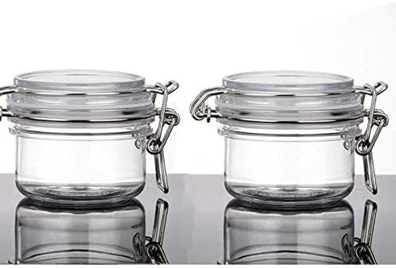 2Pcs 4 Oz/120Ml Clear round Plastic Home Kitchen Storage Sealed Jar Bottles with Leak Proof Rubber and Hinged Lid for Herbs, Spices, Candy, Gift, Arts and Crafts Storage Multi-Purpose Container Home & Garden > Decor > Decorative Jars mollensiuer   