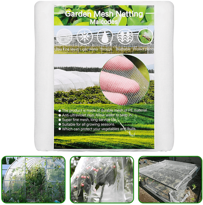 2PCS 9.8FT X 6.6FT Insect Mosquito Bug Screen Netting, Ultra Fine Garden Netting Pest Barrier, Garden Mesh Netting Protect Plants Vegetables Fruits Flowers, White Sporting Goods > Outdoor Recreation > Camping & Hiking > Mosquito Nets & Insect Screens Maicodes 20FT X 8FT  
