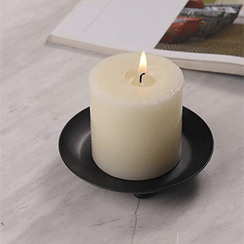 2PCS Black Metal Plate Candle Holders for Pillar Candle Decorative Bowel Candlesticks Holder for Column Ball Candle Stand Tea Light Holder Home & Garden > Decor > Home Fragrance Accessories > Candle Holders BWRMHME   
