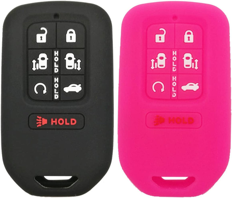 2Pcs Coolbestda Silicone 7Buttons Key Fob Remote Skin Cover Protector Keyless Entry Case Accessories for 2018 2019 2020 2021 2022 Honda Odyssey Elite Ex
