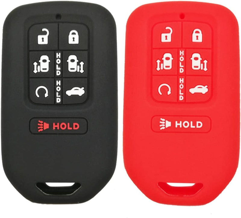 2Pcs Coolbestda Silicone 7Buttons Key Fob Remote Skin Cover Protector Keyless Entry Case Accessories for 2018 2019 2020 2021 2022 Honda Odyssey Elite Ex Sporting Goods > Outdoor Recreation > Winter Sports & Activities Coolbestda Black Red  