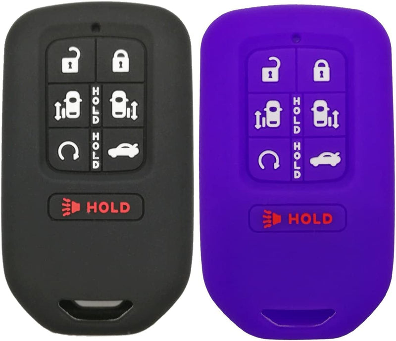 2Pcs Coolbestda Silicone 7Buttons Key Fob Remote Skin Cover Protector Keyless Entry Case Accessories for 2018 2019 2020 2021 2022 Honda Odyssey Elite Ex Sporting Goods > Outdoor Recreation > Winter Sports & Activities Coolbestda Purple Black  