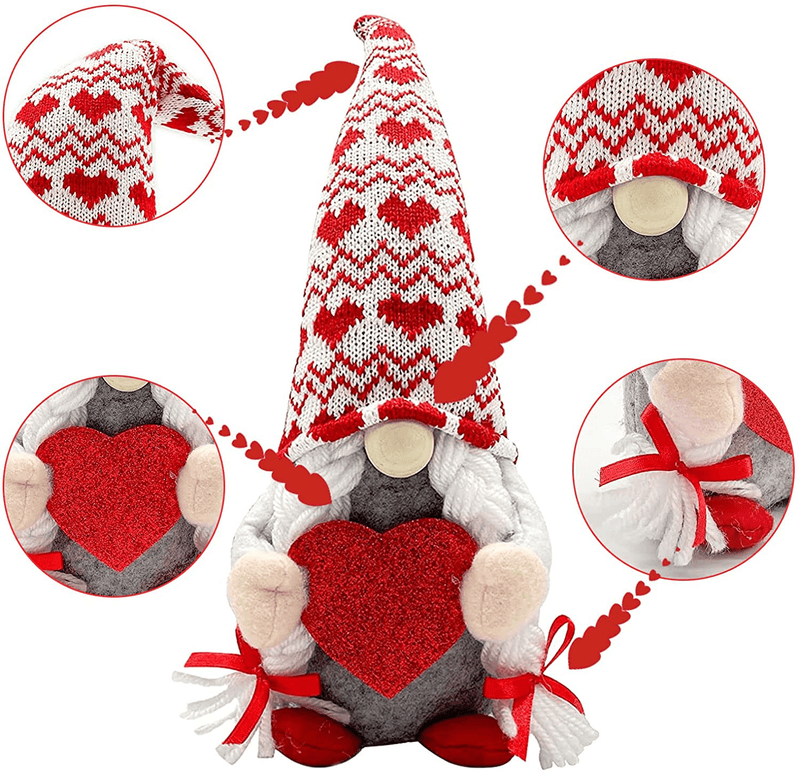 2PCS Valentines Day Gnome Decorations,Cute Handmade Plush Doll Elf Mr and Mrs Table Ornaments Scandinavian,Indoor Home Tabletop Decor Party Valentines Day Sharing Gifts Women Adult Kids (Red A) Home & Garden > Decor > Seasonal & Holiday Decorations YXIAOJIE   