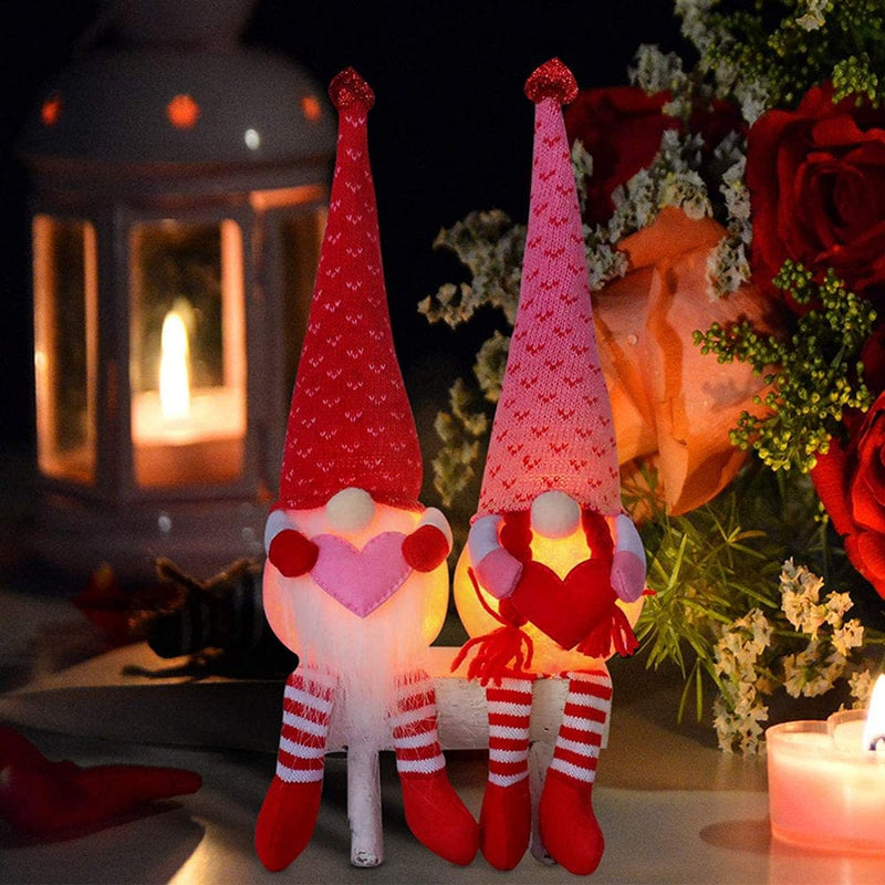 2PCS Valentines Day Gnome Plush Decorations, LED Lucky Gnome Handmade Doll, Glowing Light up Swedish Gnome Doll, Holiday Figurines Present for Valentine'S Day Home Decors Table Ornament Home & Garden > Decor > Seasonal & Holiday Decorations CUSTOMS EXPRESSION   