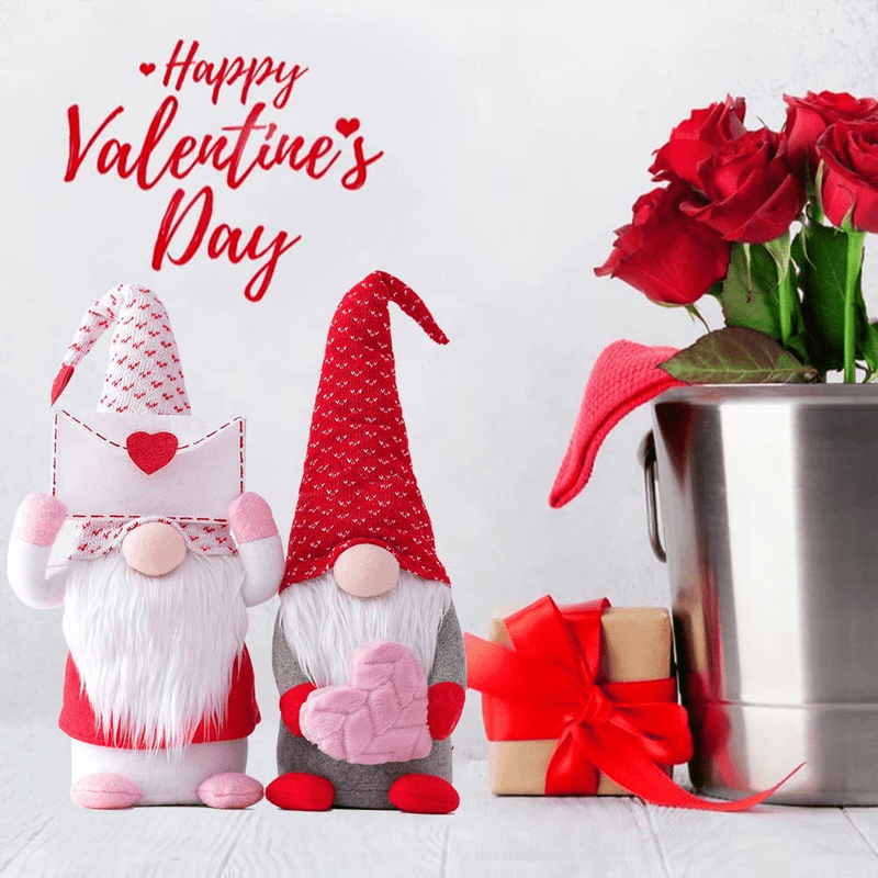 2Pcs Valentines Day Gnomes Decorations, Handmade Valentine Gnome Decor Mr & Mrs Swedish Tomte Stuffed Gnomes Plush Doll Knomes Ornaments for Girlfriend Wife Women Girl Gift Home & Garden > Decor > Seasonal & Holiday Decorations Vintend   