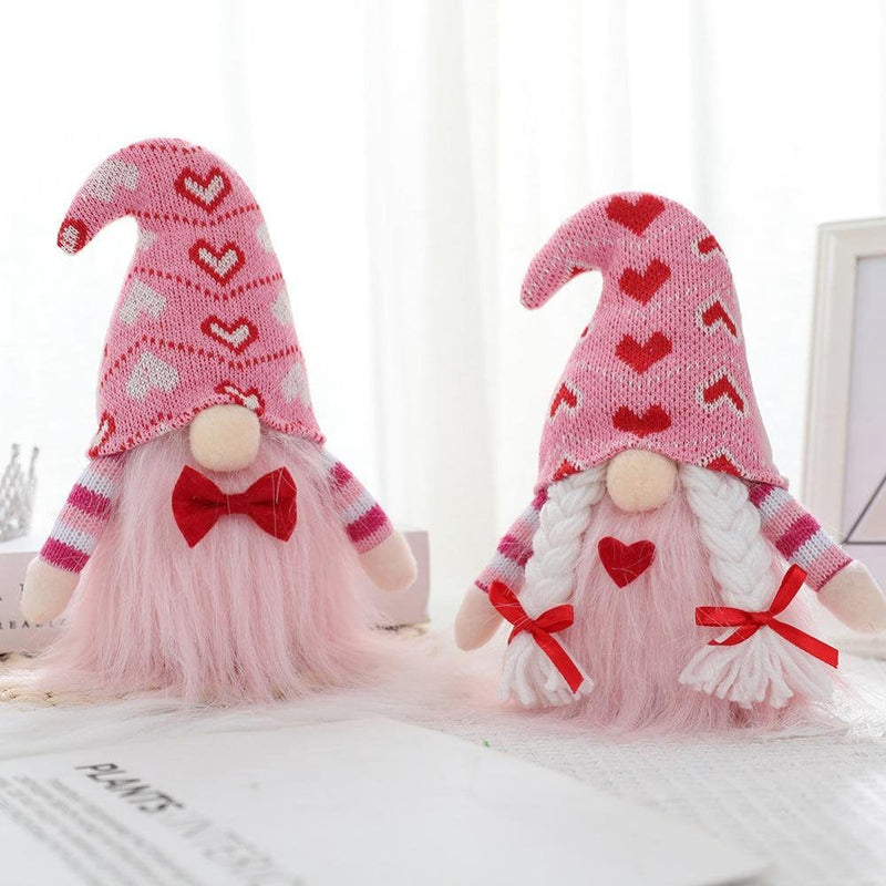 2Pcs Valentines Gnomes Plush Decorations - Valentines Day Mr & Mrs Handmade Swedish Tomte Decor - Valentines Home Table Elf Gnomes Decor Ornaments -Sweet Valentines Gift