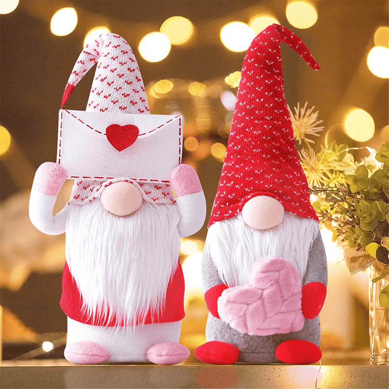 2PCS Valentines Gnomes Plush Decorations -Valentines Day Mr & Mrs Handmade Swedish Tomte Stuffed Gnomes Plush Doll Ornaments,Valentines Home Table Gnomes Décor (A) Home & Garden > Decor > Seasonal & Holiday Decorations HARISHM A  