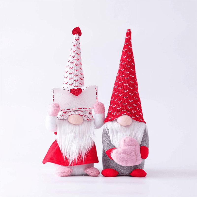 2PCS Valentines Gnomes Plush Decorations -Valentines Day Mr & Mrs Handmade Swedish Tomte Stuffed Gnomes Plush Doll Ornaments,Valentines Home Table Gnomes Décor (A) Home & Garden > Decor > Seasonal & Holiday Decorations HARISHM   