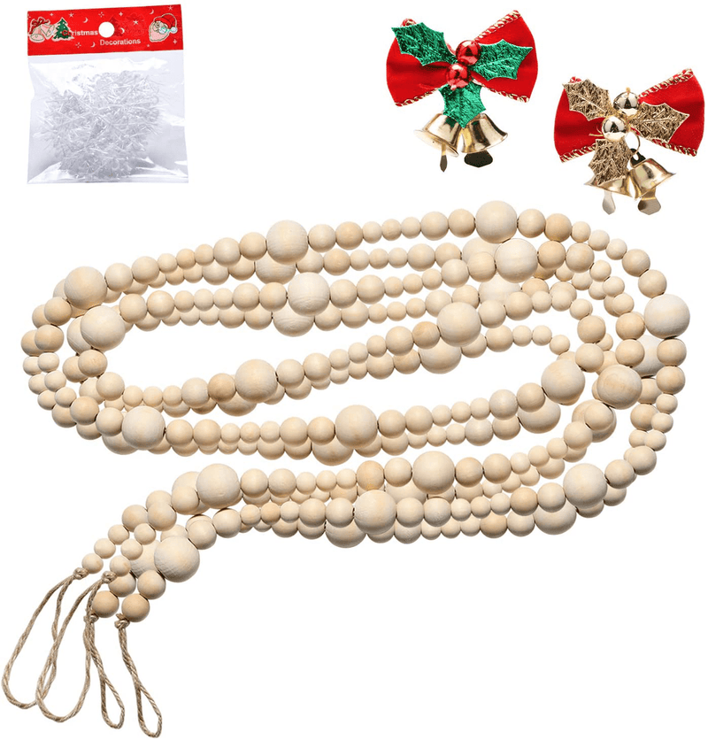 2PCS Wood Bead Garland Creative Wooden Beads Garland for Valentine‘s Day Decor Farmhouse Wall Home Rustic Country Natural Holiday Decoration Hanging Prayer Beads Home & Garden > Decor > Seasonal & Holiday Decorations& Garden > Decor > Seasonal & Holiday Decorations Abitoncc Wood Color/2pcs  