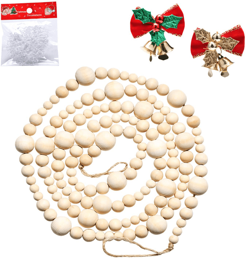 2PCS Wood Bead Garland Creative Wooden Beads Garland for Valentine‘s Day Decor Farmhouse Wall Home Rustic Country Natural Holiday Decoration Hanging Prayer Beads Home & Garden > Decor > Seasonal & Holiday Decorations& Garden > Decor > Seasonal & Holiday Decorations Abitoncc Wood Color/1pcs  