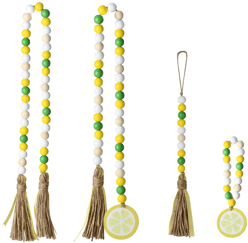 2PCS Wood Bead Garland Creative Wooden Beads Garland for Valentine‘s Day Decor Farmhouse Wall Home Rustic Country Natural Holiday Decoration Hanging Prayer Beads Home & Garden > Decor > Seasonal & Holiday Decorations& Garden > Decor > Seasonal & Holiday Decorations Abitoncc Yellow/Lemon Theme  
