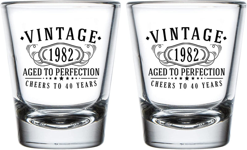 2Pk Vintage 2001 Printed 1.75Oz Shot Glasses - 21St Birthday Gift Aged to Perfection - 21 Years Old Anniversary Home & Garden > Kitchen & Dining > Barware Spotted Dog Company 1982  