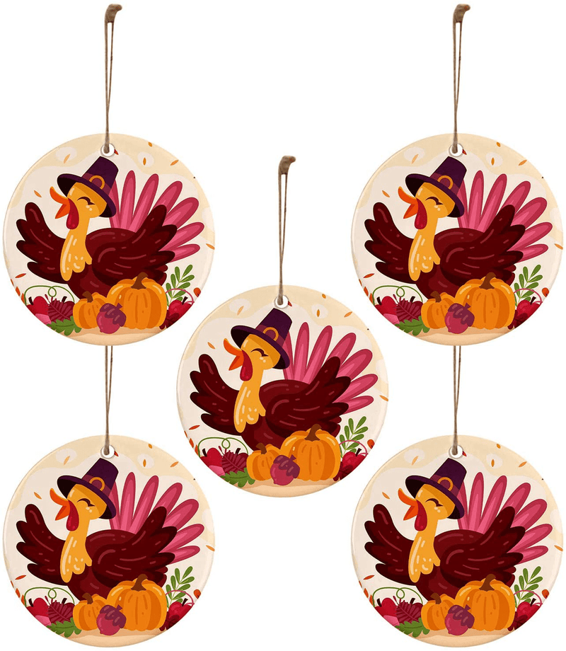 3/5/10/20/30 PC Fall Thanksgiving Turkey Wooden Ornaments, Alonea New Tree Hanging Decorations, Hanging Decor, Round Ceramic Holiday Blessing Gift for Family, Friend for Wedding Party Decor Home & Garden > Decor > Seasonal & Holiday Decorations& Garden > Decor > Seasonal & Holiday Decorations N / A   