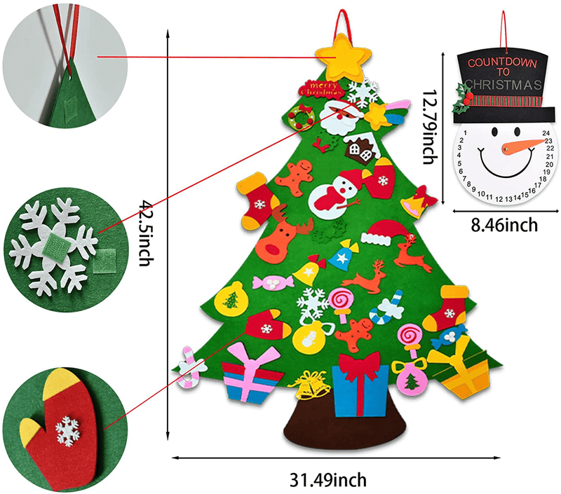 3.6Ft DIY Gifts for Kids Toddler Children,Christmas Decorations 37Pcs Felt Christmas Tree Set with Snowman Advent Calendar,Christmas Decor for Home Indoor Door Wall Living Room New Year Xmas Clearance Home & Garden > Decor > Seasonal & Holiday Decorations& Garden > Decor > Seasonal & Holiday Decorations Tmacker   