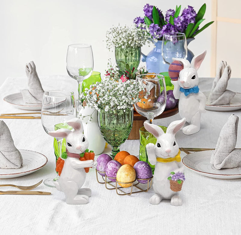 3 Easter Bunny Figurine Decor Table Topper Holiday Spring Bunnies Sculpture Decoration Tabletop Resin Figurines Decorative Centerpiece for Office Dining Room Mantle Home Party Supplies Decorations Home & Garden > Decor > Seasonal & Holiday Decorations Gift Boutique   
