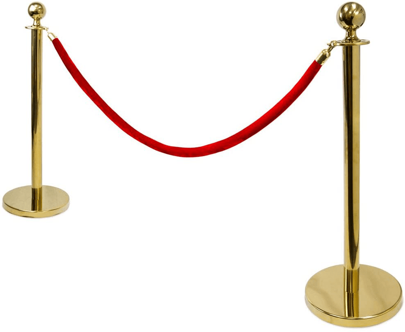 3-Foot Polished Ball Top Stanchions with 4.5-Foot Red Velvet Rope by Pudgy Pedro's Party Supplies (Gold) Arts & Entertainment > Party & Celebration > Party Supplies Pudgy Pedro's Party Supplies   