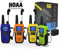 3 Long Range Walkie Talkies Rechargeable for Adults - NOAA 2 Way Radios Walkie Talkies 3 Pack - Long Distance Walkie-Talkies with Earpiece and Mic Set Headsets USB Charger Battery Weather Alert  Topsung B 1Blue & 1Green & 1Orange & 1Yellow with NOAA/USB Charger/USB Cable/Battery/Earpiece/Lanyard 4 Pack 