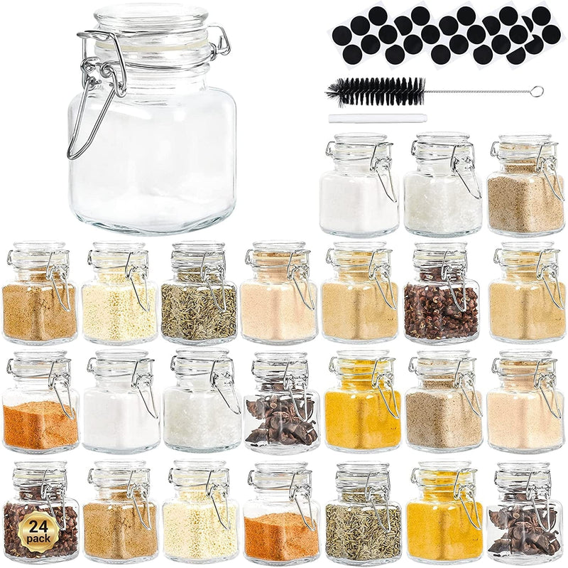 3 OZ Small Glass Jars with Lids, 24 PACK Glass Spice Jars with Airtight Lids, Small Glass Storage Jars with Leak Proof Rubber Gasket for Spice, Seasoning, Included Labels, Pens, Brush Home & Garden > Decor > Decorative Jars Glass Octopus   