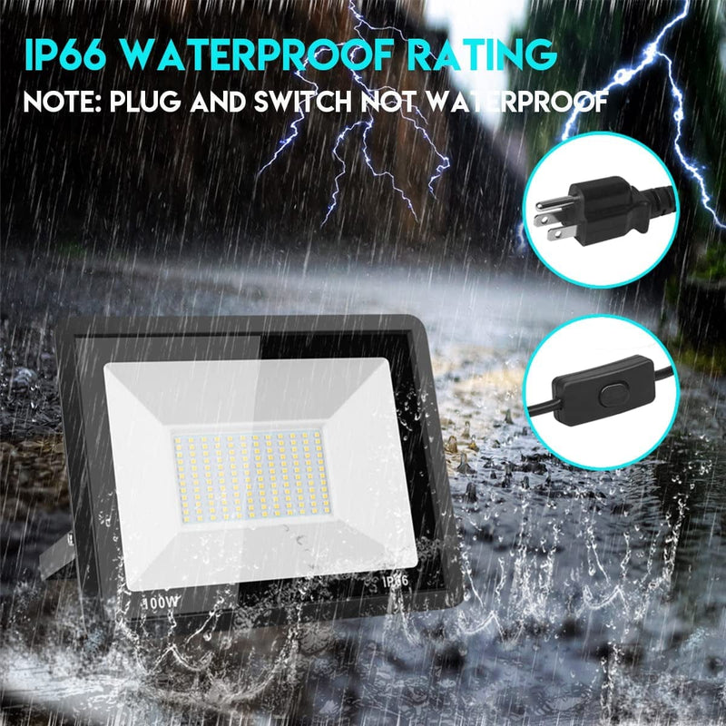 3-Pack 100W LED Flood Light Outdoor,10000Lm LED Work Light with Plug and Switch,Ip66 Waterproof Exterior Security Lights,5000K Daylight White Outdoor Floodlights for Yard,Garden,Playground,Stadium. Home & Garden > Lighting > Flood & Spot Lights ZAROVS   