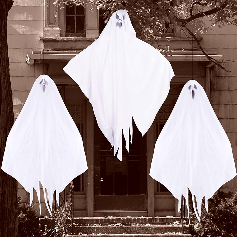 3 Pack Halloween Decorations Outdoor, Hanging Ghosts for Halloween Party Decoration, Cute Flying Halloween Ghost Decorations for Front Yard Patio Garden Lawn Décor and Halloween Decorations Indoor Arts & Entertainment > Party & Celebration > Party Supplies Lapogy Halloween Ghost Decor white  