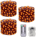 3 Pack Halloween String Lights, Total 300LED/99Ft Fairy Light with Timer Remote 8 Modes Waterproof Battery Operated Halloween Lights for Indoor Outdoor Yard Home Decor, 100 LED/33Ft Each (Orange) Arts & Entertainment > Party & Celebration > Party Supplies TURNMEON Orange  