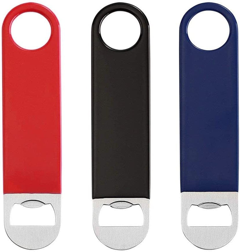 3 Pack Heavy Duty Stainless Steel Flat Bottle Opener, Solid and Durable Beer Openers, 7 Inches Red, Black, Blue Home & Garden > Kitchen & Dining > Barware WarmEcho   