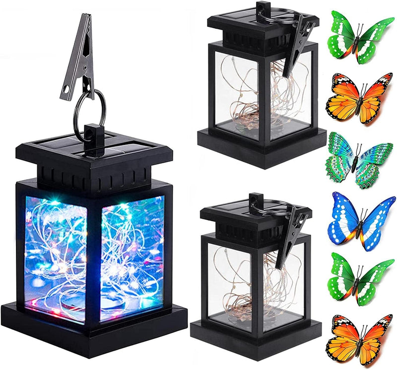 3 Pack Outdoor Solar Lights, Hanging Solar Lanterns Outdoor Waterproof Lantern Decorative Lamp 20 LED Solar Powered Lighting for Patio Decorations Table Garden Party Lawn Tent Tree Home & Garden > Lighting > Lamps IGNITEHOME 3Packs solar lantern  