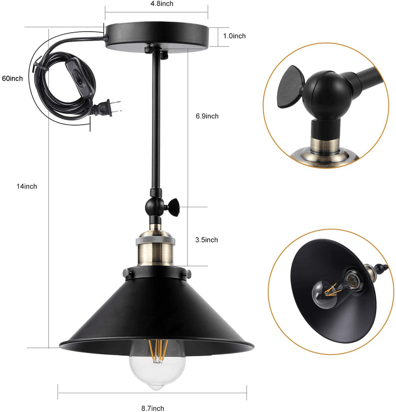 3 Pack Plug in Wall Sconce,Swing Arm Wall Lamp with On/Off Switch,Black Industrial Vintage Wall Mounted Lighting Fixture for Bedside,Bedroom,Reading Lamp (E26 Base,Bulbs Not Included) Home & Garden > Lighting > Lighting Fixtures > Wall Light Fixtures KOL DEALS   