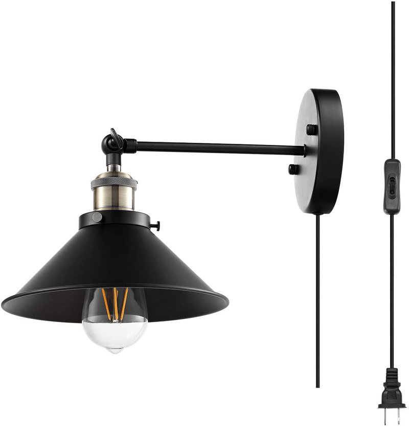 3 Pack Plug in Wall Sconce,Swing Arm Wall Lamp with On/Off Switch,Black Industrial Vintage Wall Mounted Lighting Fixture for Bedside,Bedroom,Reading Lamp (E26 Base,Bulbs Not Included) Home & Garden > Lighting > Lighting Fixtures > Wall Light Fixtures KOL DEALS   